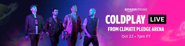 Amazon Music emitirá en directo el concierto de Coldplay para celebrar el lanzamiento de su nuevo álbum