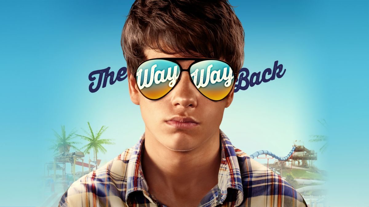 Duncan con gafas de sol y el título de la película sobreimpresionado, usando las gafas para el "way way"